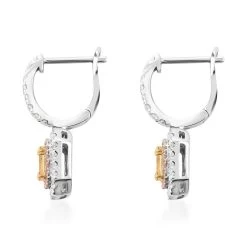 Modani 14K White Gold Natural Yellow, Pink And White Diamond SI Dangling Earrings 1.00 Ctw -Jewelry store 7586145 3