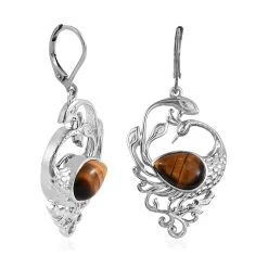 South African Tiger's Eye Peacock Earrings In Platinum Over Copper With Magnet And Stainless Steel 8.20 Ctw 11 South African Tiger's Eye Peacock Earrings In Platinum Over Copper With Magnet And Stainless Steel 8.20 Ctw -Jewelry store 7587425 3