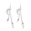 Crystal Point Moon Earrings In Silvertone 11.00 Ctw -Jewelry store 7588300