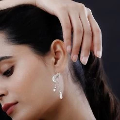 Crystal Point Moon Earrings In Silvertone 11.00 Ctw 9 Crystal Point Moon Earrings In Silvertone 11.00 Ctw -Jewelry store 7588300 2