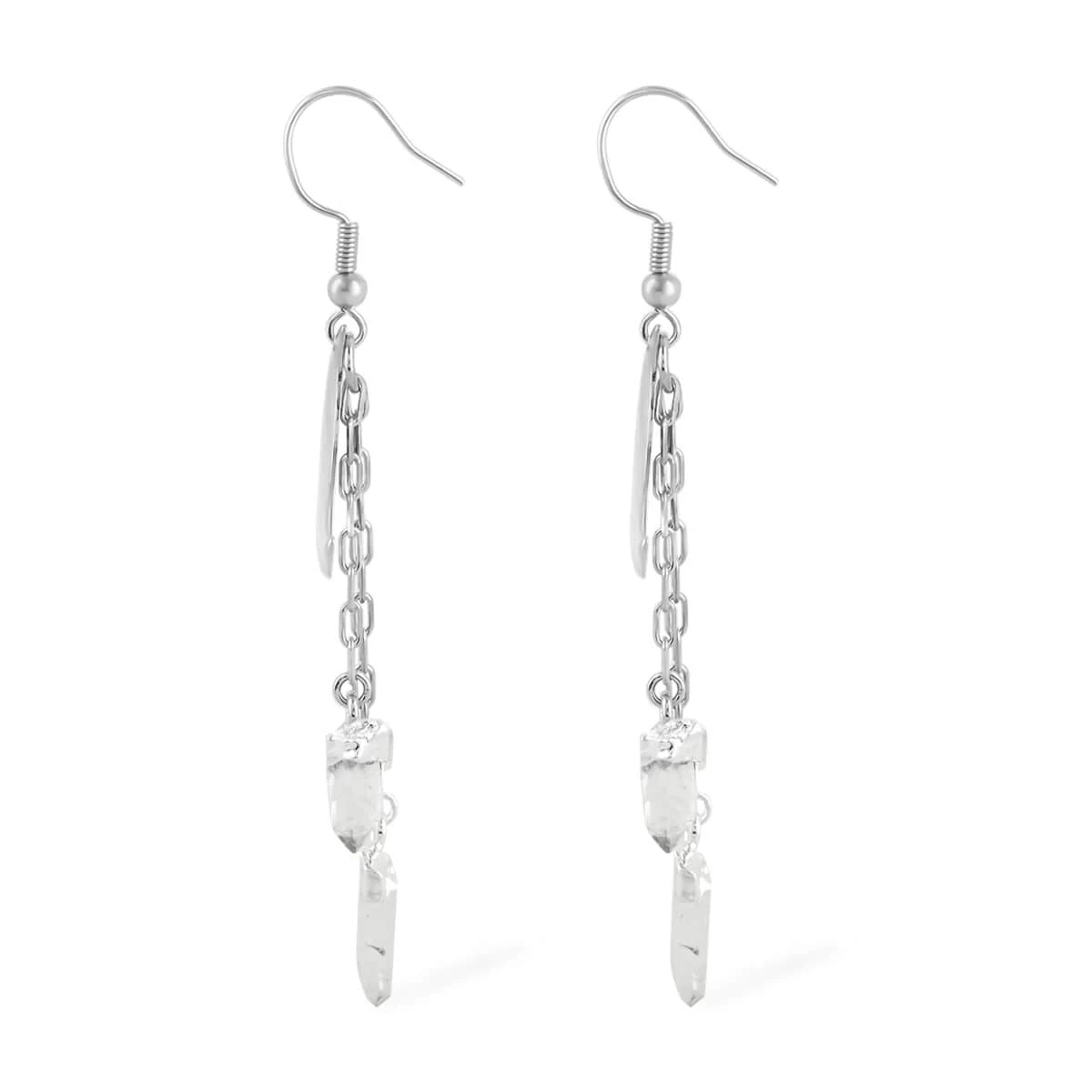 Crystal Point Moon Earrings In Silvertone 11.00 Ctw 6 Crystal Point Moon Earrings In Silvertone 11.00 Ctw - Image 4