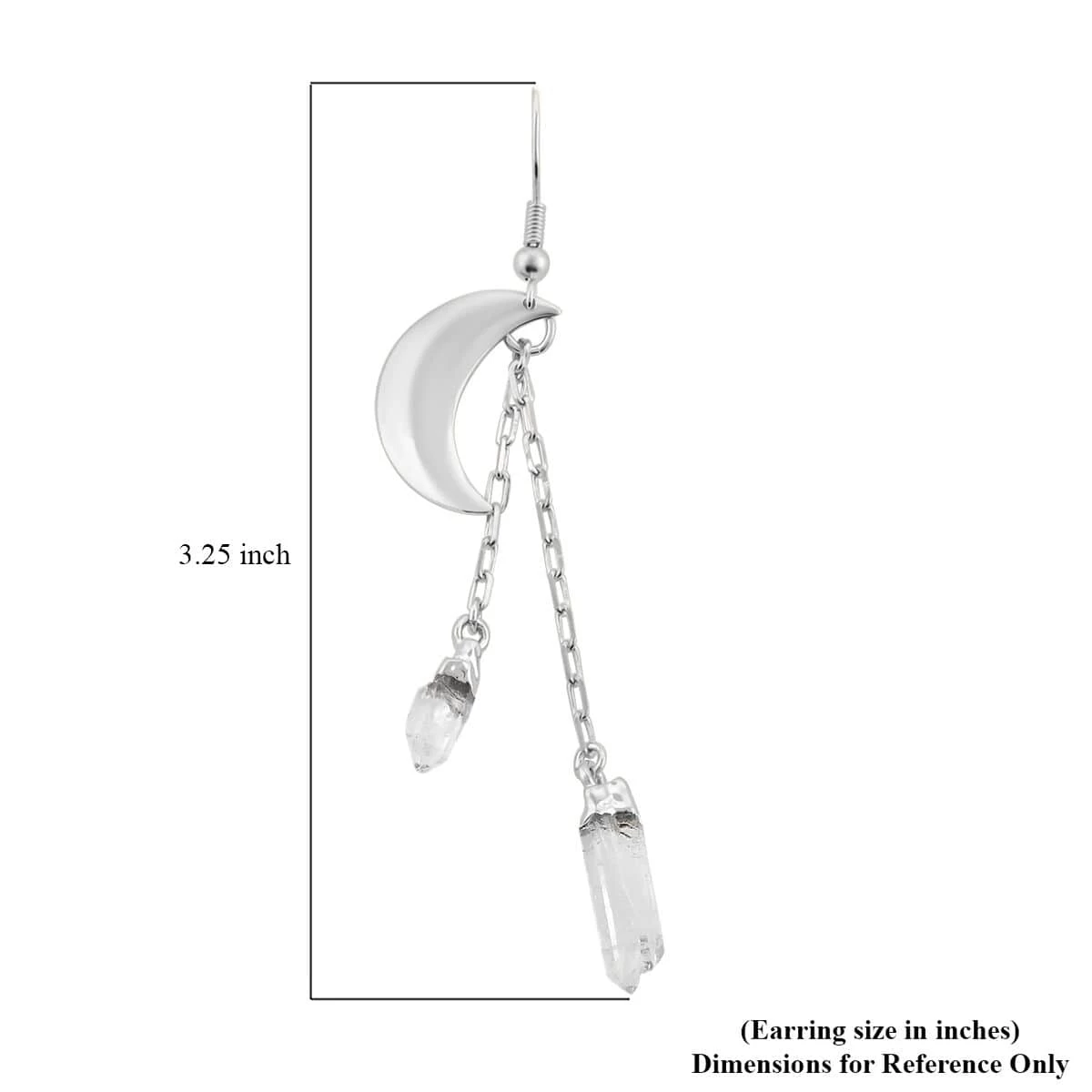 Crystal Point Moon Earrings In Silvertone 11.00 Ctw 7 Crystal Point Moon Earrings In Silvertone 11.00 Ctw - Image 5