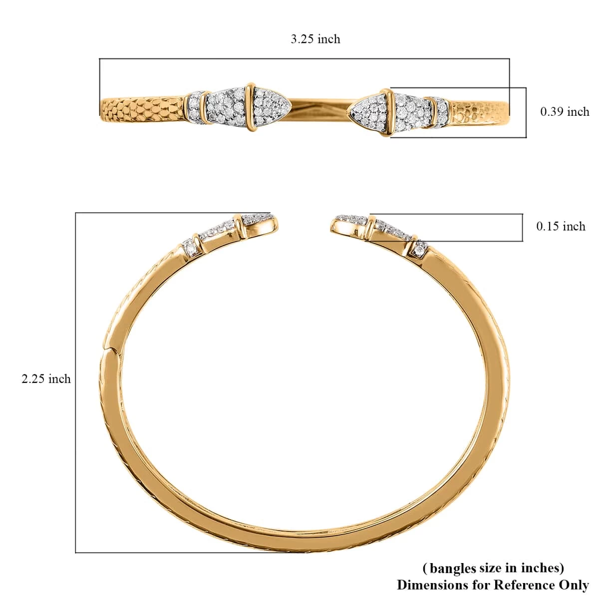 Moissanite Snake Cuff Bangle In Vermeil Yellow Gold Over Sterling Silver (6.50 In) 0.45 Ctw 8 Moissanite Snake Cuff Bangle In Vermeil Yellow Gold Over Sterling Silver (6.50 In) 0.45 Ctw - Image 6