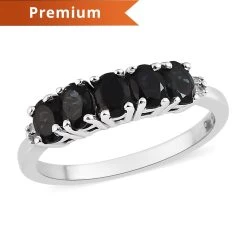 Premium Monte Belo Indicolite And Diamond 5 Stone Ring In Platinum Over Sterling Silver 0.90 Ctw