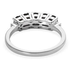 Premium Monte Belo Indicolite And Diamond 5 Stone Ring In Platinum Over Sterling Silver 0.90 Ctw -Jewelry store 7588419 4