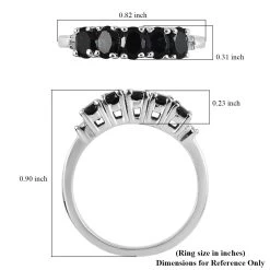 Premium Monte Belo Indicolite And Diamond 5 Stone Ring In Platinum Over Sterling Silver 0.90 Ctw -Jewelry store 7588419 5