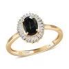 Luxoro 10K Yellow Gold Premium Monte Belo Indicolite And G-H I3 Diamond Halo Ring 1.00 Ctw