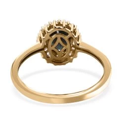 Luxoro 10K Yellow Gold Premium Monte Belo Indicolite And G-H I3 Diamond Halo Ring 1.00 Ctw -Jewelry store 7590640 4