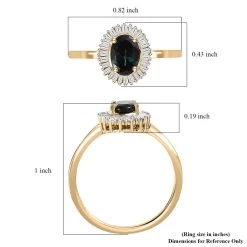 Luxoro 10K Yellow Gold Premium Monte Belo Indicolite And G-H I3 Diamond Halo Ring 1.00 Ctw -Jewelry store 7590640 5