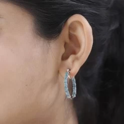 Grandidierite Inside Out Hoop Earrings In Platinum Over Sterling Silver 4.75 Ctw -Jewelry store 7590666 2