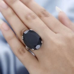 One Time Only Thai Black Spinel Solitaire Ring In Platinum Over Sterling Silver 40.75 Ctw -Jewelry store 7591483 2