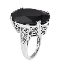 One Time Only Thai Black Spinel Solitaire Ring In Platinum Over Sterling Silver 40.75 Ctw -Jewelry store 7591483 3