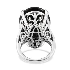 One Time Only Thai Black Spinel Solitaire Ring In Platinum Over Sterling Silver 40.75 Ctw -Jewelry store 7591483 4