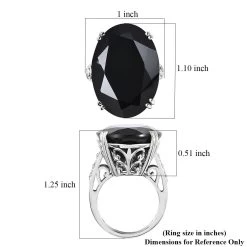 One Time Only Thai Black Spinel Solitaire Ring In Platinum Over Sterling Silver 40.75 Ctw -Jewelry store 7591483 5