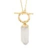 Crystal Point Pendant Necklace 35 Inches In Goldtone -Jewelry store 7591511