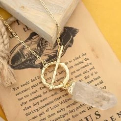 Crystal Point Pendant Necklace 35 Inches In Goldtone -Jewelry store 7591511 1