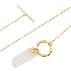 Crystal Point Pendant Necklace 35 Inches In Goldtone -Jewelry store 7591511 4