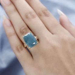 Premium Grandidierite And Diamond Ring In Vermeil Yellow Gold Over Sterling Silver 12.50 Ctw -Jewelry store 7591675 2