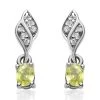 Premium Sava Sphene And White Zircon Earrings In Platinum Over Sterling Silver 0.50 Ctw -Jewelry store 7591694