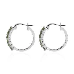 Premium Peridot Hoop Earrings In Platinum Over Sterling Silver 2.15 Ctw -Jewelry store 7591848 2