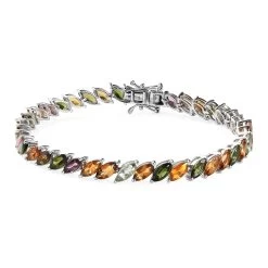 Multi-Tourmaline Tennis Bracelet In Platinum Over Sterling Silver (7.25 In) 14.50 Ctw