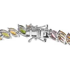 Multi-Tourmaline Tennis Bracelet In Platinum Over Sterling Silver (7.25 In) 14.50 Ctw -Jewelry store 7592516 3