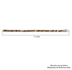 Multi-Tourmaline Tennis Bracelet In Platinum Over Sterling Silver (7.25 In) 14.50 Ctw -Jewelry store 7592516 4