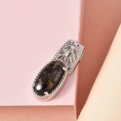 Karis Matrix Silver Shungite Solitaire Pendant In Platinum Bond 2.25 Ctw -Jewelry store 7594220 1