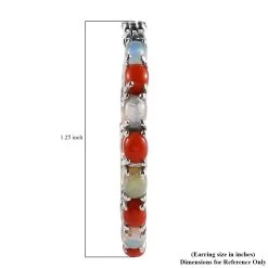 Ethiopian Welo Opal And Mediterranean Coral Hoop Earrings In Rhodium Over Sterling Silver 4.50 Ctw -Jewelry store 7594248 4