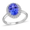 Certified & Appraised Luxoro 14K White Gold AAA Tanzanite And I2 Diamond Halo Ring 3.60 Grams 3.25 Ctw -Jewelry store 7594546