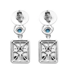 Sleeping Beauty Turquoise And Moissanite Sun Starburst Medallion Statement Earrings In Platinum Over Sterling Silver 1.35 Ctw -Jewelry store 7594715 4