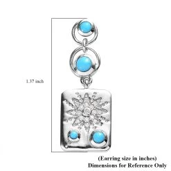 Sleeping Beauty Turquoise And Moissanite Sun Starburst Medallion Statement Earrings In Platinum Over Sterling Silver 1.35 Ctw -Jewelry store 7594715 5