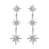 Moissanite Starburst Drop Statement Earrings In Platinum Over Sterling Silver 1.80 Ctw