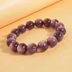 Brazilian Wine Lepidolite 13-14mm Beaded Stretch Bracelet 262.00 Ctw -Jewelry store 7594901 1