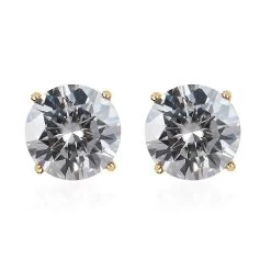 Luxoro 14K Yellow Gold Moissanite Solitaire Stud Earrings 1.85 Ctw