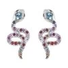 Sky Blue Topaz And Multi Sapphire Snake Earrings In Rhodium Over Sterling Silver 1.60 Ctw -Jewelry store 7595200