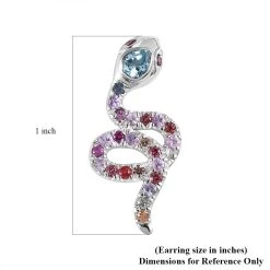 Sky Blue Topaz And Multi Sapphire Snake Earrings In Rhodium Over Sterling Silver 1.60 Ctw -Jewelry store 7595200 4