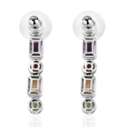 Multi Gemstone Statement Earrings In Platinum Over Sterling Silver 4.25 Ctw -Jewelry store 7595214 3