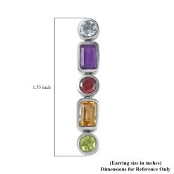 Multi Gemstone Statement Earrings In Platinum Over Sterling Silver 4.25 Ctw -Jewelry store 7595214 4