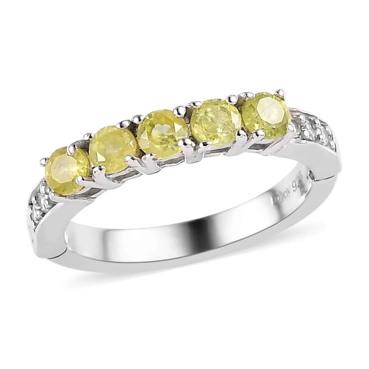 Premium Sava Sphene And White Zircon Band Ring In Platinum Over Sterling Silver 0.85 Ctw 3 Premium Sava Sphene And White Zircon Band Ring In Platinum Over Sterling Silver 0.85 Ctw