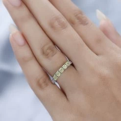 Premium Sava Sphene And White Zircon Band Ring In Platinum Over Sterling Silver 0.85 Ctw 10 Premium Sava Sphene And White Zircon Band Ring In Platinum Over Sterling Silver 0.85 Ctw -Jewelry store 7595273 2