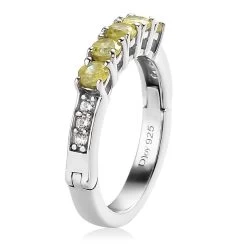 Premium Sava Sphene And White Zircon Band Ring In Platinum Over Sterling Silver 0.85 Ctw 11 Premium Sava Sphene And White Zircon Band Ring In Platinum Over Sterling Silver 0.85 Ctw -Jewelry store 7595273 3