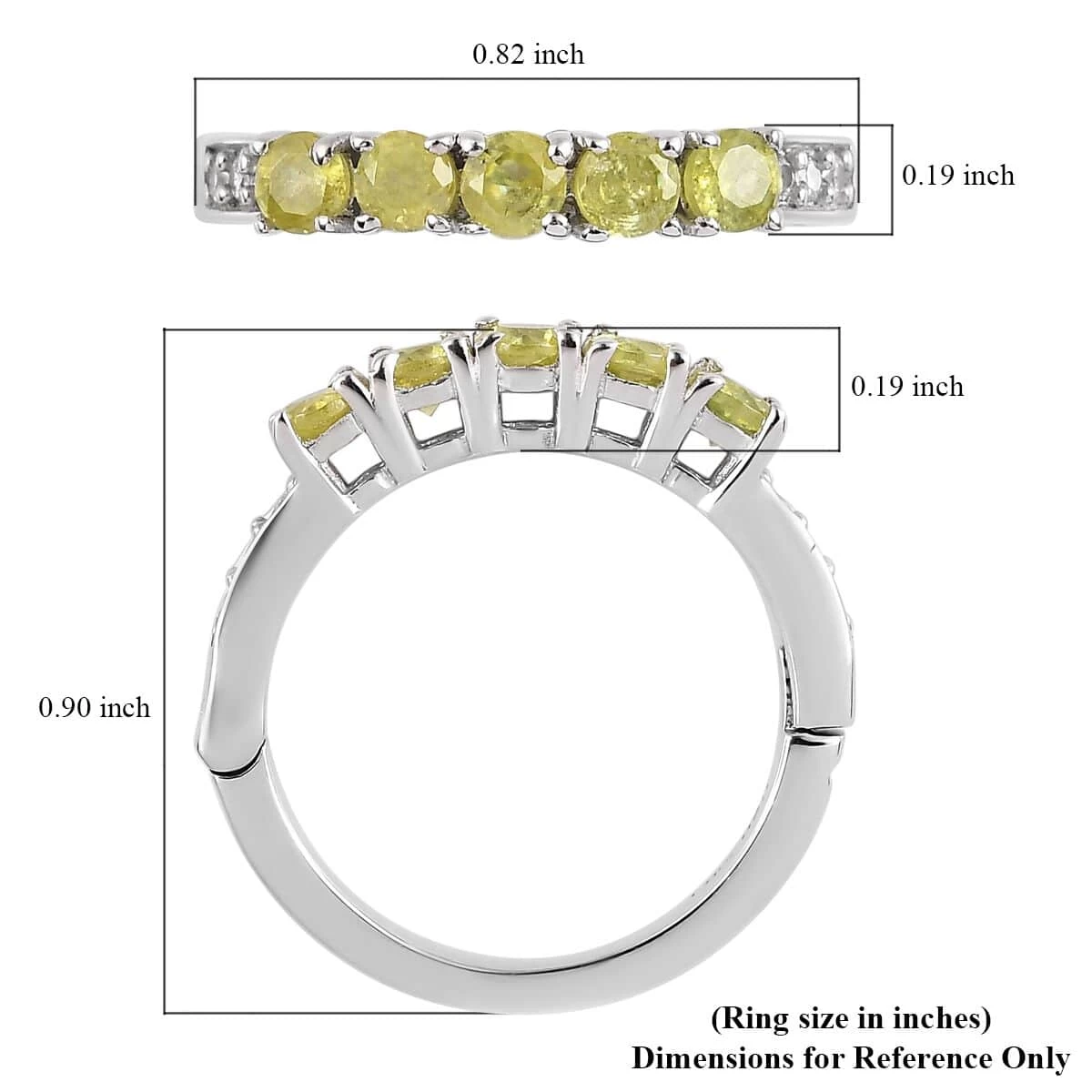 Premium Sava Sphene And White Zircon Band Ring In Platinum Over Sterling Silver 0.85 Ctw 8 Premium Sava Sphene And White Zircon Band Ring In Platinum Over Sterling Silver 0.85 Ctw - Image 6