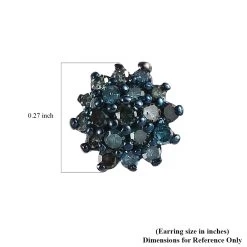 Blue Diamond Stud Earrings In Platinum Over Sterling Silver 0.25 Ctw -Jewelry store 7595311 4