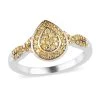 Natural Yellow Diamond I3 Infinity Shank Ring In Platinum Over Sterling Silver 0.25 -Jewelry store 7595342