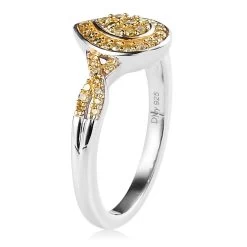 Natural Yellow Diamond I3 Infinity Shank Ring In Platinum Over Sterling Silver 0.25 -Jewelry store 7595342 3