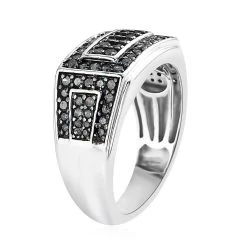 Blue Diamond Men's Ring In Platinum Over Sterling Silver 1.00 Ctw -Jewelry store 7595450 3