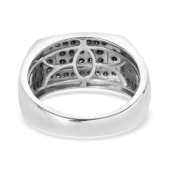 Blue Diamond Men's Ring In Platinum Over Sterling Silver 1.00 Ctw -Jewelry store 7595450 4