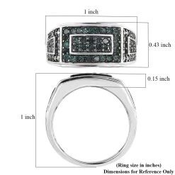 Blue Diamond Men's Ring In Platinum Over Sterling Silver 1.00 Ctw -Jewelry store 7595450 5