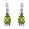 Premium Peridot And White Zircon Drop Earrings In Rhodium Over Sterling Silver 3.70 Ctw 2 Premium Peridot And White Zircon Drop Earrings In Rhodium Over Sterling Silver 3.70 Ctw -Jewelry store 7596149